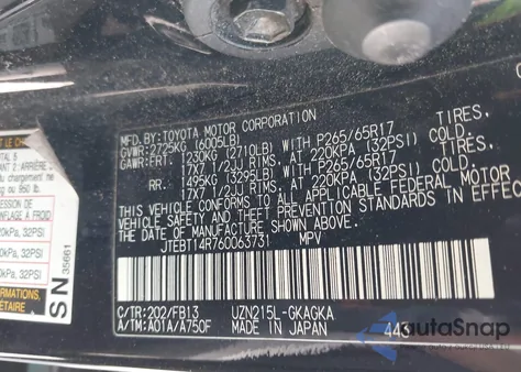 2006 Toyota 4Runner Sr5 Sport V8 z USA, uszkodzony, nr VIN JTEBT14R760063731